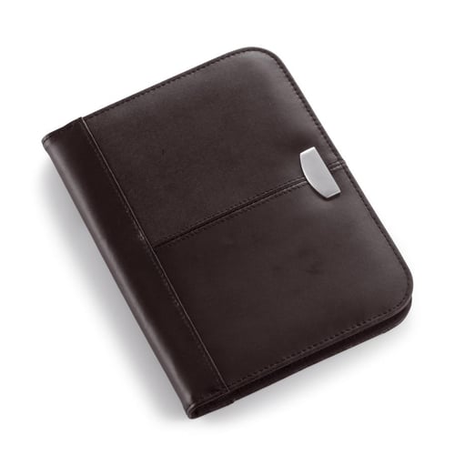A5 Leather zipped conference folder. regalos promocionales