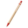 Bolígrafo con cuerpo de cartón y clip de madera Nairobi rojo