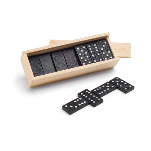 Dominoes set in wooden box. regalos promocionales
