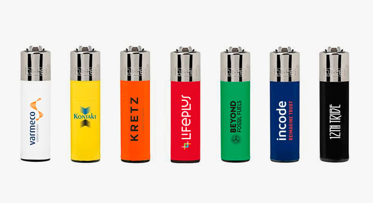 Variety of printing types on Clipper lighters
