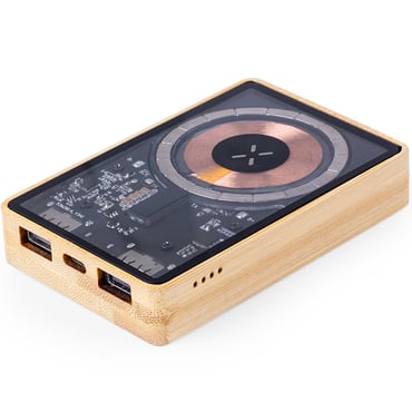 Power bank trasparente in bambù 5.000 mAh Dominik