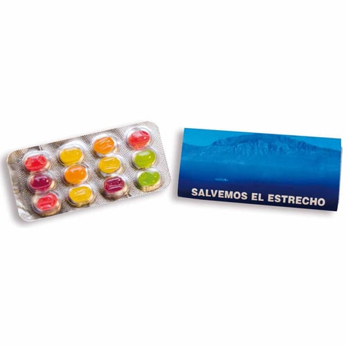 Blister de 12 caramelos. regalos promocionales