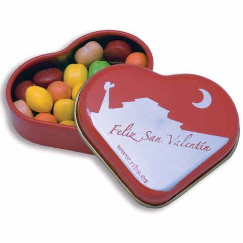 Lata con forma de corazón. regalos promocionales