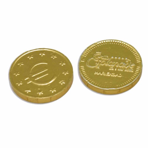 Monedas de chocolate 28mm. regalos promocionales