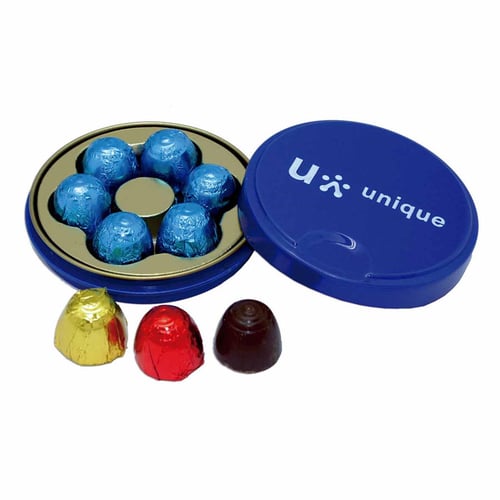 Lata 75mm con bombones. regalos promocionales