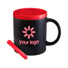 Red Ceramic mug (300ml) with a black pane...