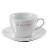 Taza de 250 ml con plato de cerámica blanco
