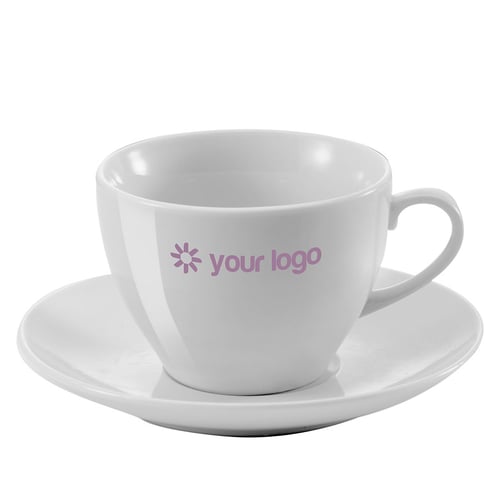 Taza de 250 ml con plato de cerámica. regalos promocionales