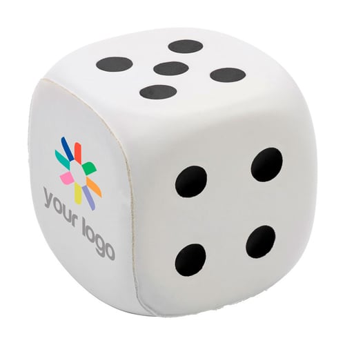 Dado anti-estrés con lado blanco para personalización. regalos promocionales