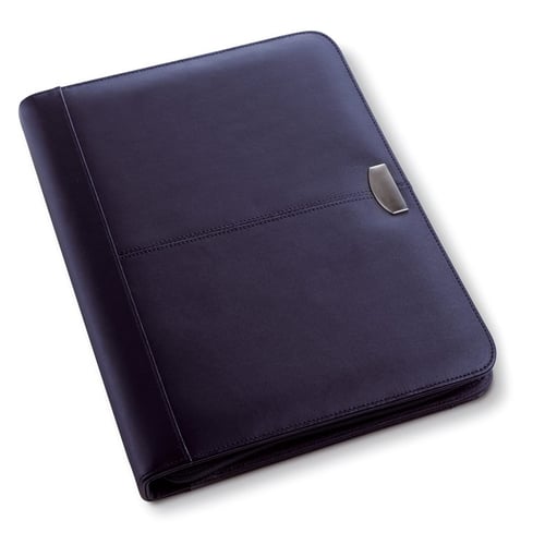 A4 Leather zipped conference folder. regalos promocionales