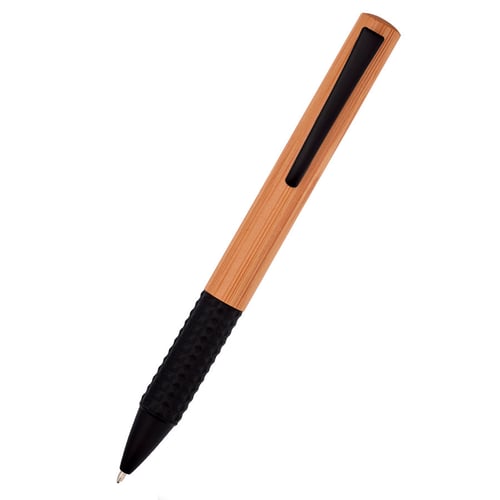 Bach Bamboo ball pen with metal elements and rubber grip. regalos promocionales