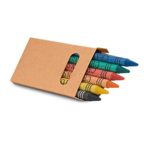 Caja con 6 lápices de cera. regalos promocionales