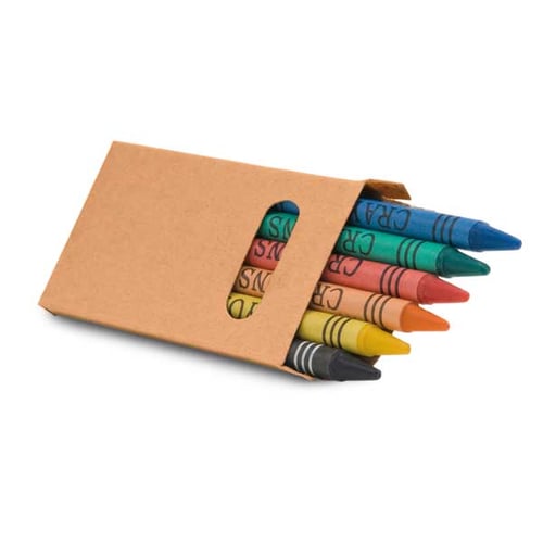 Schachtel mit 6 Wachsmalstiften. regalos promocionales