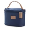 Blue Microfiber cosmetic bag with imitation leather elements