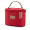 Red Microfiber cosmetic bag with imitation leather elements