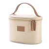 Beige Microfiber cosmetic bag with imitation leather elements