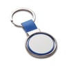 Porte-clés en simili cuir et en métal bleu
