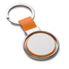 Porte-clés en simili cuir et en métal orange
