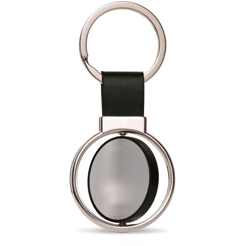 Metal and imitation leather keyring. regalos promocionales