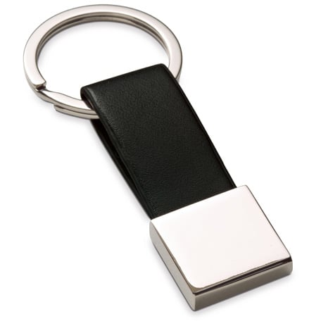 Metal and imitation leather keyring. regalos promocionales