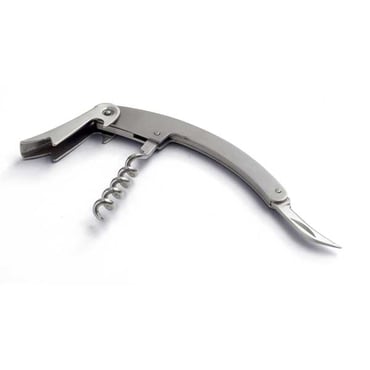 Metal corkscrew, bottle opener and knife