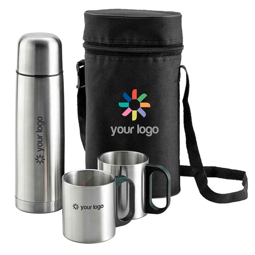 Set Thermoskanne und Tassen. regalos promocionales