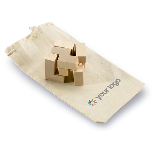 Trikesnats Wooden puzzle in cotton pouch. regalos promocionales